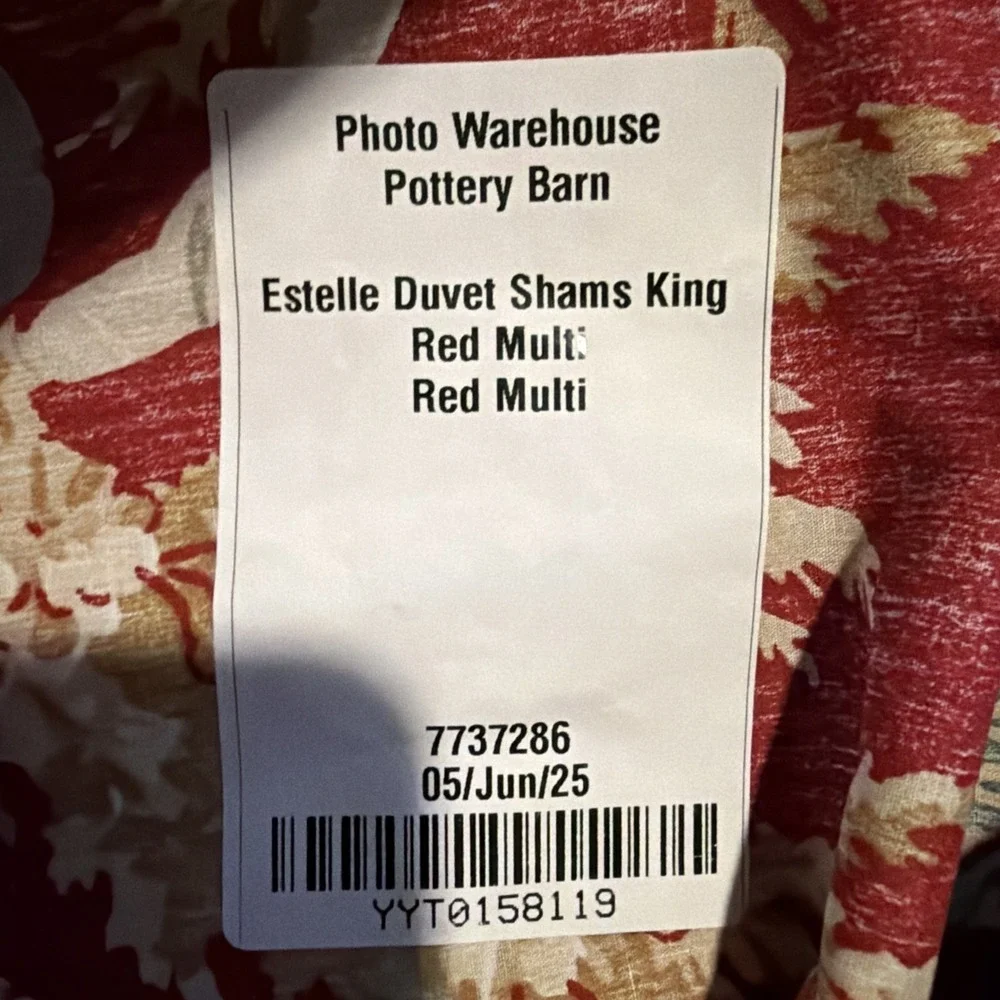 Pottery Barn Estelle KING SIZE French Country RED MULTI Floral 20 X 36 NEW
